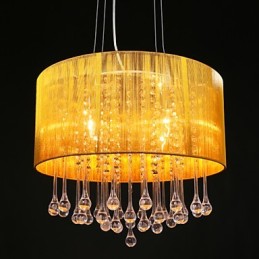 Závesný bubon Moderný 4 svetiel Navíjacie Tienidlo Krištáľový luster Luster Moderný minimalistický dizajn