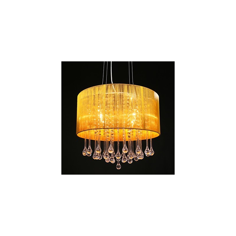 Závesný bubon Moderný 4 svetiel Navíjacie Tienidlo Krištáľový luster Luster Moderný minimalistický dizajn