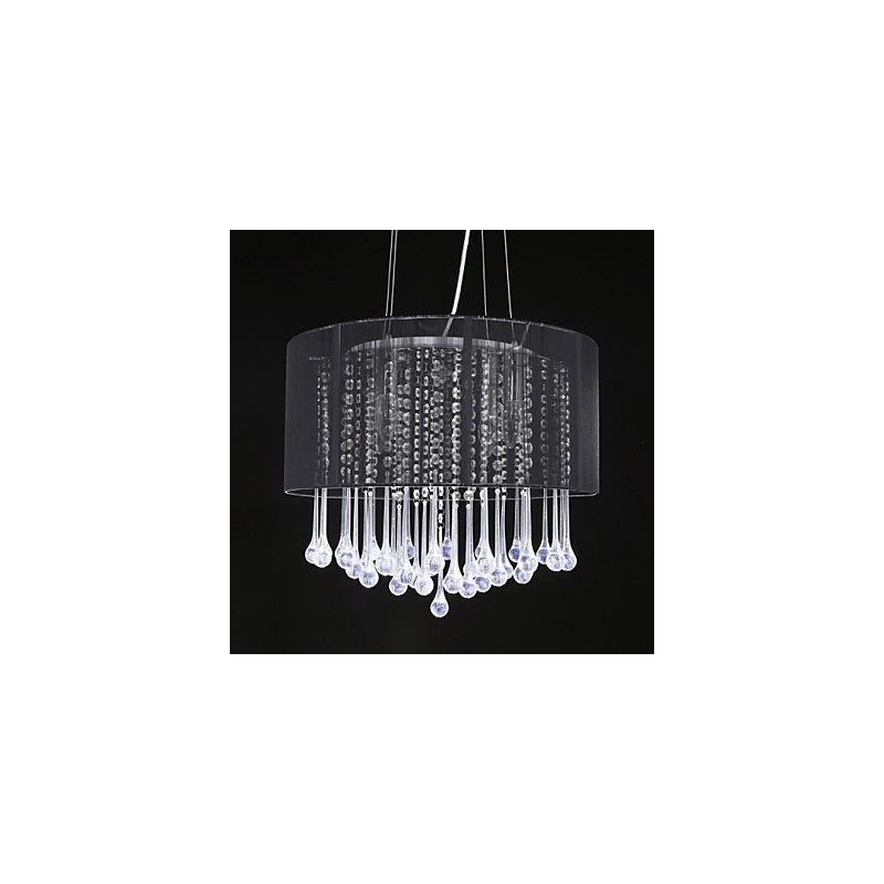 Závesný bubon Moderný 4 svetiel Navíjacie Tienidlo Krištáľový luster Luster Moderný minimalistický dizajn