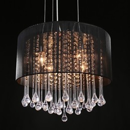 Závesný bubon Moderný 4 svetiel Navíjacie Tienidlo Krištáľový luster Luster Moderný minimalistický dizajn