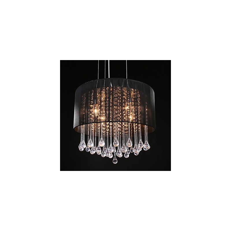 Závesný bubon Moderný 4 svetiel Navíjacie Tienidlo Krištáľový luster Luster Moderný minimalistický dizajn