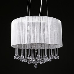 Závesný bubon Moderný 4 svetiel Navíjacie Tienidlo Krištáľový luster Luster Moderný minimalistický dizajn
