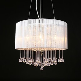 Závesný bubon Moderný 4 svetiel Navíjacie Tienidlo Krištáľový luster Luster Moderný minimalistický dizajn
