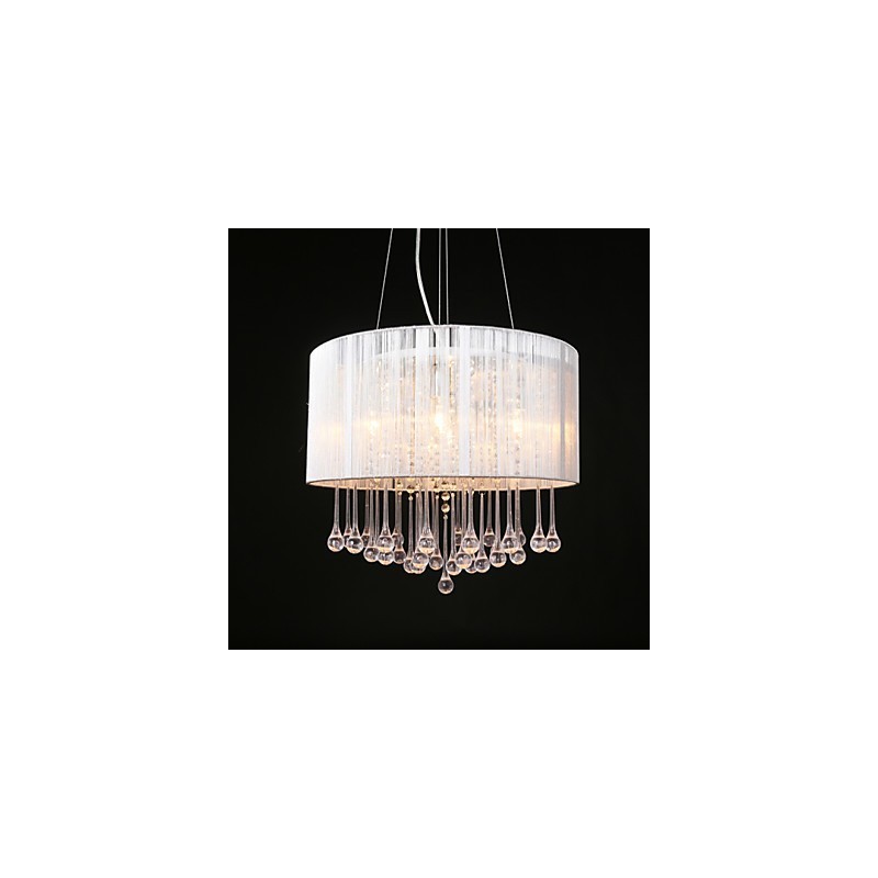 Závesný bubon Moderný 4 svetiel Navíjacie Tienidlo Krištáľový luster Luster Moderný minimalistický dizajn
