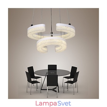 Krištáľové závesné svetlo Moderná lampa v tvare písmena "C" s dvoma krúžkami Krištáľové závesné svetlo Moderná lampa v tvare písmena "C" s dvoma krúžkami