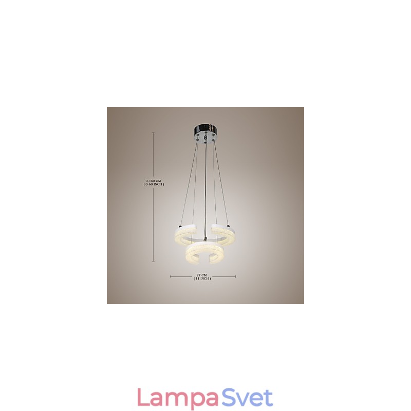 Krištáľové závesné svetlo Moderná lampa v tvare písmena "C" s dvoma krúžkami