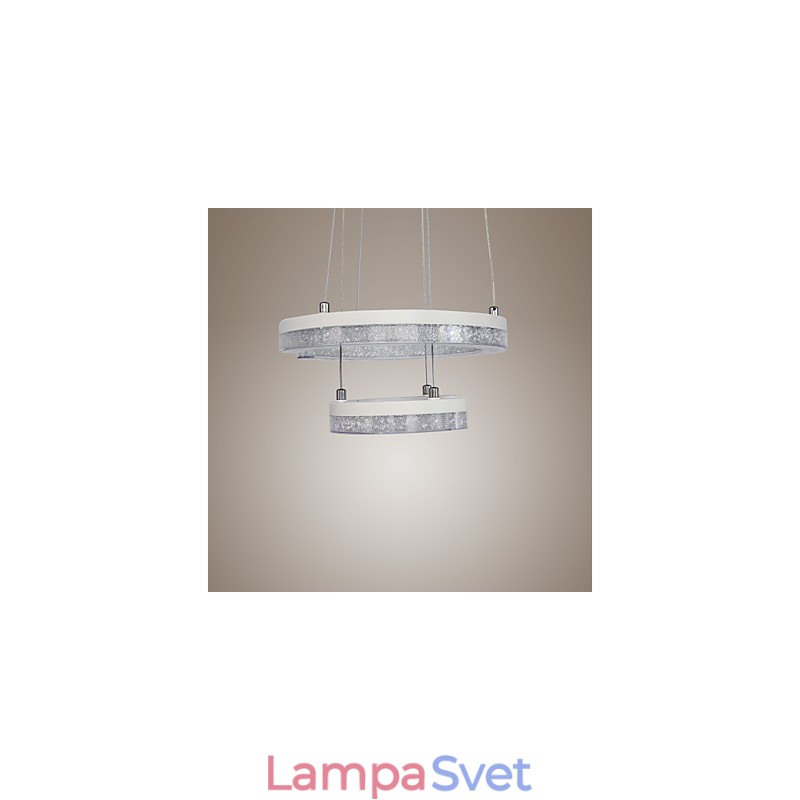 Krištáľové závesné svetlo Moderná lampa v tvare písmena "C" s dvoma krúžkami