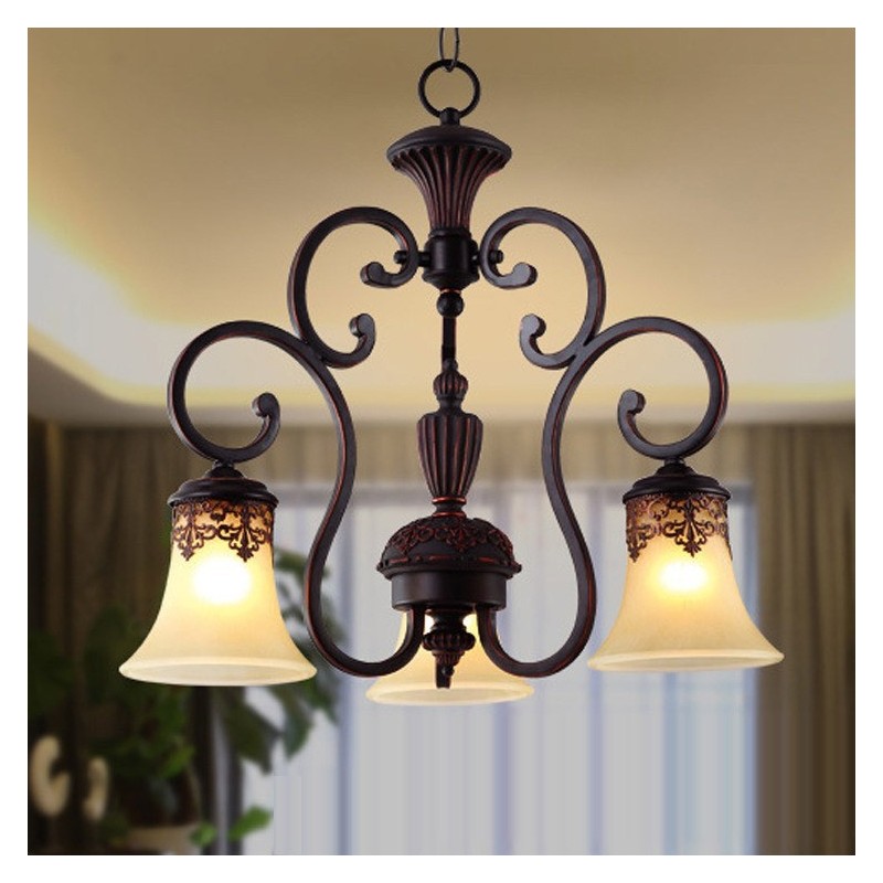 Vintage vidiecka maľba na kovový luster