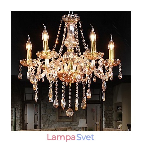Elegantný krištáľový luster Amber 6 Lights pre domácnosť Elegantný krištáľový luster Amber 6 Lights pre domácnosť