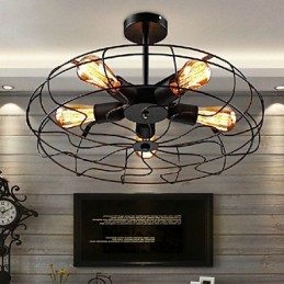 Priemyselná vintage kovová závesná lampa s ventilátorom Steampunk stropný luster
