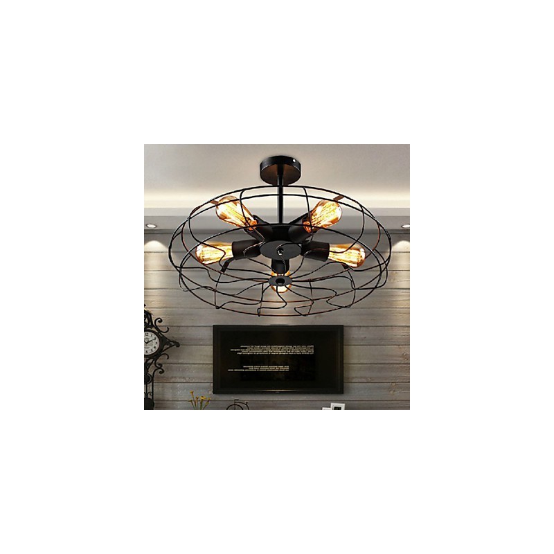 Priemyselná vintage kovová závesná lampa s ventilátorom Steampunk stropný luster