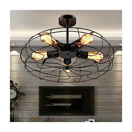 Priemyselná vintage kovová závesná lampa s ventilátorom Steampunk stropný luster Priemyselná vintage kovová závesná lampa s ventilátorom Steampunk stropný luster