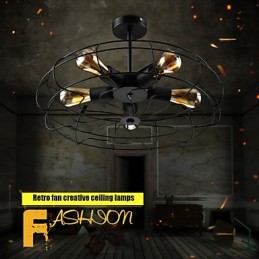 Priemyselná vintage kovová závesná lampa s ventilátorom Steampunk stropný luster