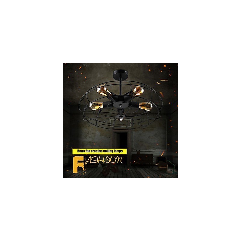 Priemyselná vintage kovová závesná lampa s ventilátorom Steampunk stropný luster