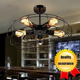 Priemyselná vintage kovová závesná lampa s ventilátorom Steampunk stropný luster