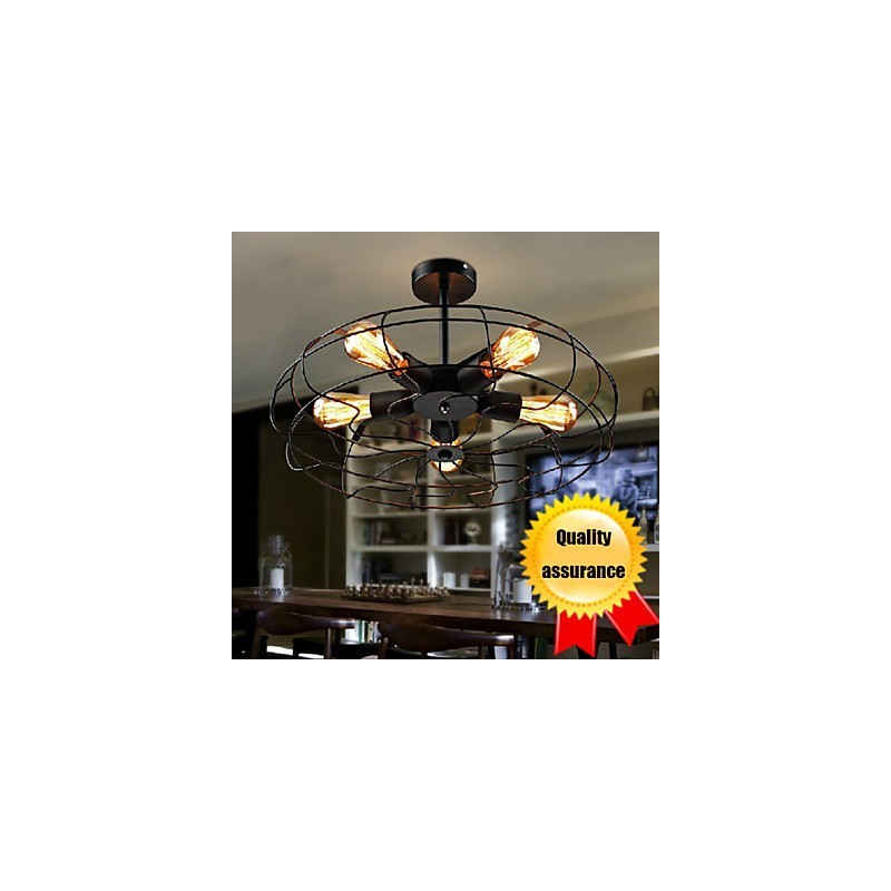Priemyselná vintage kovová závesná lampa s ventilátorom Steampunk stropný luster