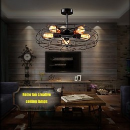 Priemyselná vintage kovová závesná lampa s ventilátorom Steampunk stropný luster