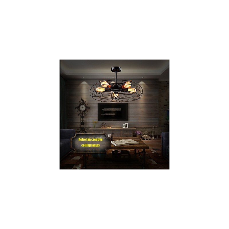 Priemyselná vintage kovová závesná lampa s ventilátorom Steampunk stropný luster