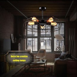 Priemyselná vintage kovová závesná lampa s ventilátorom Steampunk stropný luster