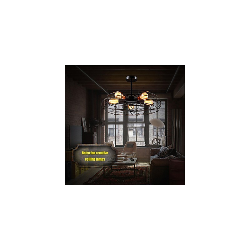 Priemyselná vintage kovová závesná lampa s ventilátorom Steampunk stropný luster