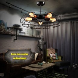 Priemyselná vintage kovová závesná lampa s ventilátorom Steampunk stropný luster