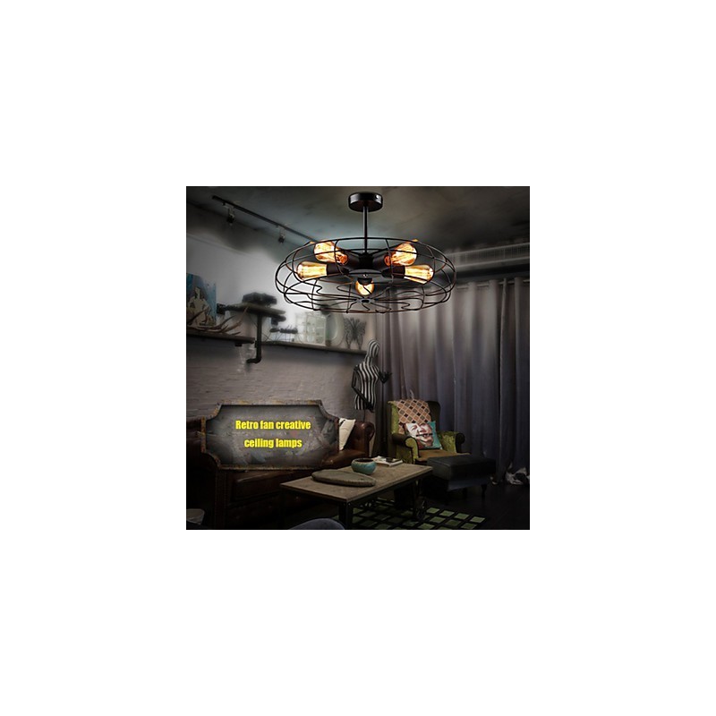 Priemyselná vintage kovová závesná lampa s ventilátorom Steampunk stropný luster