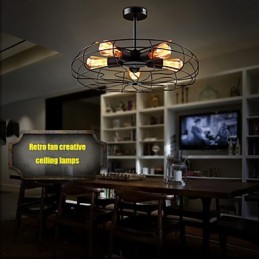 Priemyselná vintage kovová závesná lampa s ventilátorom Steampunk stropný luster