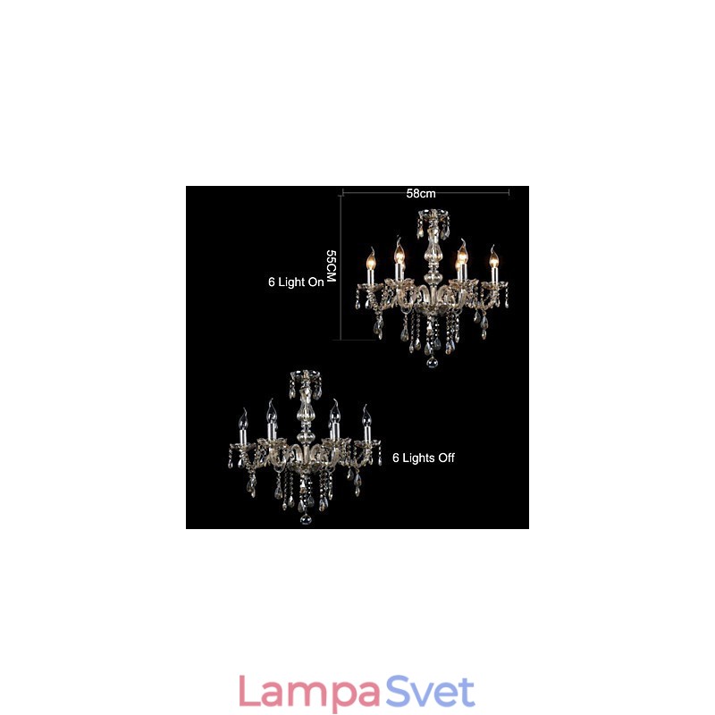 6 svetiel Luxusný krištáľový luster Cognac Color K9 Crystal Luster