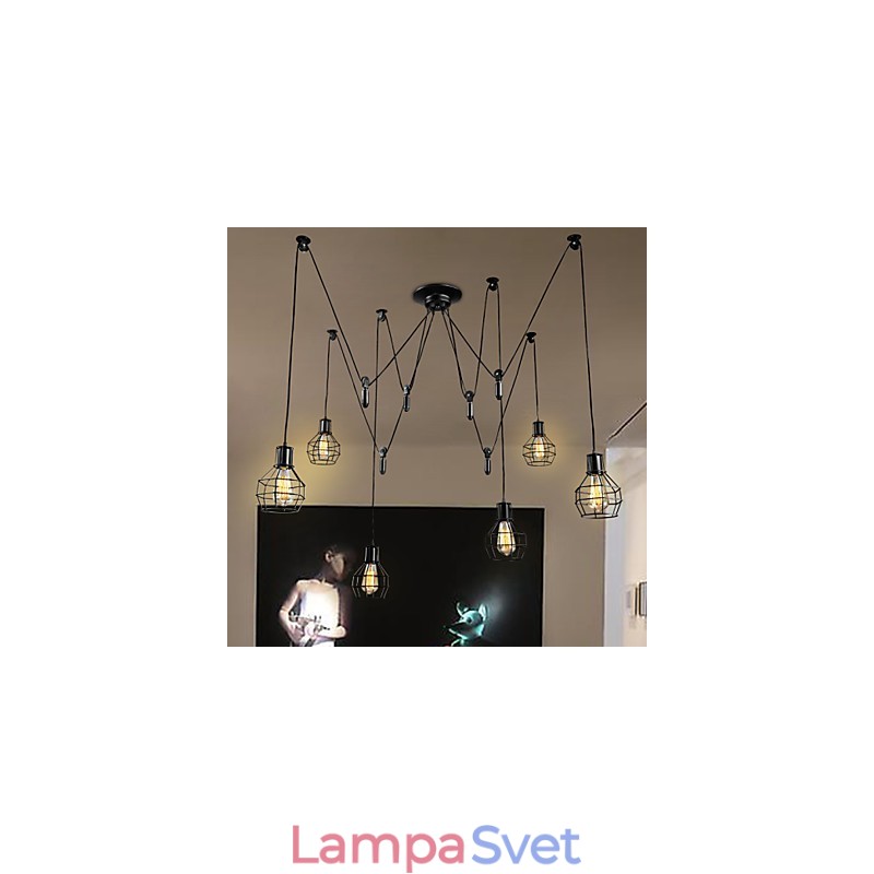 6 svetiel Country Designers Kovové závesné svietidlo