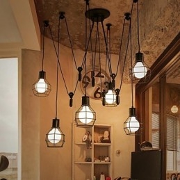 6 svetiel Country Designers Kovové závesné svietidlo