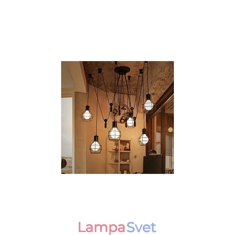 6 svetiel Country Designers Kovové závesné svietidlo