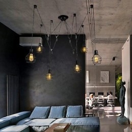 6 svetiel Country Designers Kovové závesné svietidlo