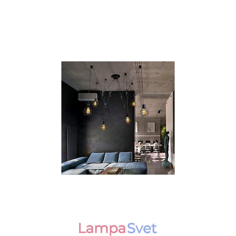 6 svetiel Country Designers Kovové závesné svietidlo