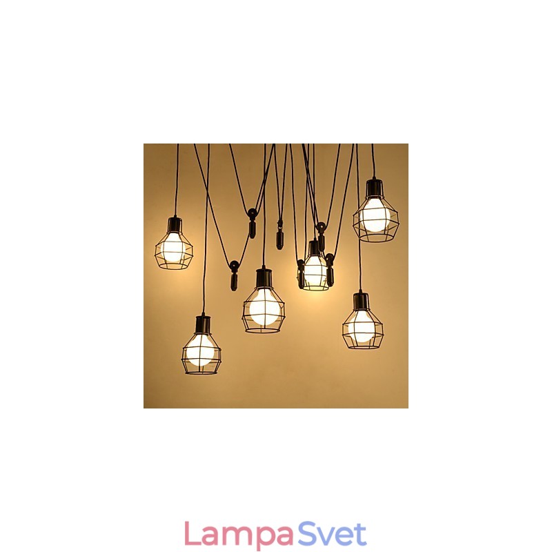 6 svetiel Country Designers Kovové závesné svietidlo
