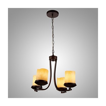 Železný maliarsky luster so skleneným tienidlom Klasická sviečková lampa so 4 hlavami Železný maliarsky luster so skleneným tienidlom Klasická sviečková lampa so 4 hlavami