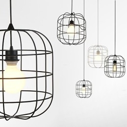 Mini umelecká závesná lampa vtáčia klietka 1 Svetlá Mordern Jednoduchosť Povrchová úprava Čierna Biela Kovová uhlíková oceľ Droplight