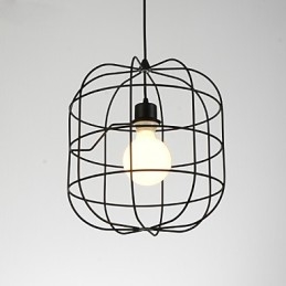 Mini umelecká závesná lampa vtáčia klietka 1 Svetlá Mordern Jednoduchosť Povrchová úprava Čierna Biela Kovová uhlíková oceľ Droplight