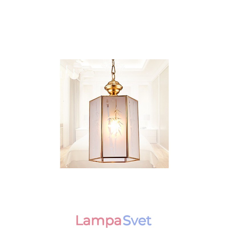 Americký vidiecky malý prívesok z medi, jediného skla