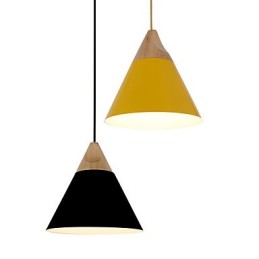 Mini umelecká kužeľová závesná lampa 1 Svetlá Mordern Jednoduchosť Povrchová úprava Čierna Biela Žltá Hliníkové a drevené závesné svietidlo