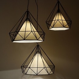 Závesná diamantová mini lampa 1 Svetlá Moderná Jednoduchosť Čiernobiela tkanina z uhlíkovej ocele