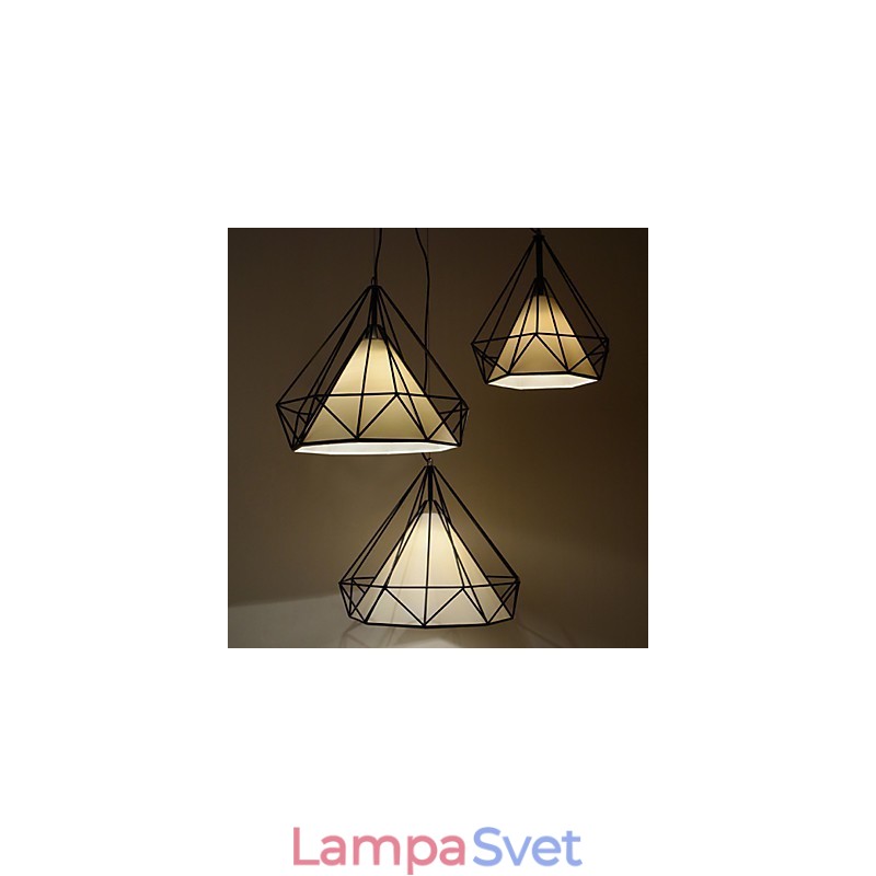 Závesná diamantová mini lampa 1 Svetlá Moderná Jednoduchosť Čiernobiela tkanina z uhlíkovej ocele