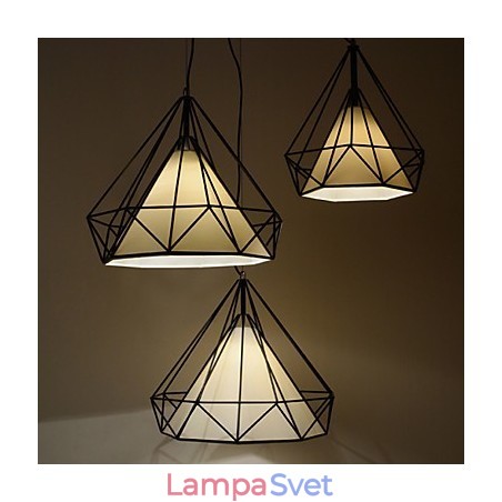 Závesná diamantová mini lampa 1 Svetlá Moderná Jednoduchosť Čiernobiela tkanina z uhlíkovej ocele