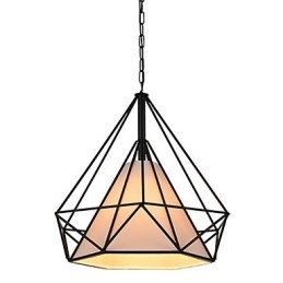 Závesná diamantová mini lampa 1 Svetlá Moderná Jednoduchosť Čiernobiela tkanina z uhlíkovej ocele