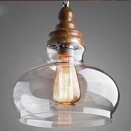 Drevené krištáľové svietidlo vo vintage štýle (priemer 24 cm)